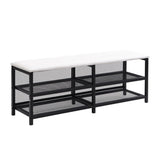 Twin size Metal Platform Bed with Two-Tier Storage Shelves, Wooden Storage Cabinet, Black N737P199330B