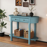 TREXM Elegant Retro Console Table with Curved Design Smooth Glaze for Entryways, Living Rooms N715P230796C