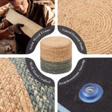 Round Pouf Ottoman Natural Seagrass Pouf Footrest, Foot Stool for Bedroom Living Room Accent 12921405