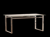 51" Modern Minimalist Rectangular Glass Dining Table for 4-6 with 0.31" Tempered Glass Tabletop and W2189133704