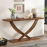 ZNTS Mirod 57'' Modern Rustic Console Table with Cross-Leg Design,Sturdy Construction and Ample Surface N760P214643D