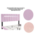 Pink Velvet Upholstered Bed Frame with Adjustable Features, Teenage Girl's Favorite Pink Collection. W1867P143798