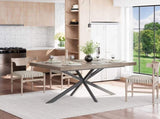 55.11"-70.86"Retro Rectangular Stretch Dining Table, Grey Carole Top With Same Color Embossed Center W757P437309
