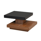 ON-TREND Modern Square 360&degRotating Coffee Table with Three Detachable Tray, 2-Tier Farmhouse Wood N721P191981B