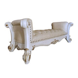 ZNTS ACME Vendome Bench, Synthetic Leather & Antique Pearl Finish BD01522