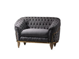 Vanessa Loveseat in Grey and Gold with Fabric button-tufted velvet upholstery Finish 698781499122