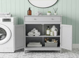 Gray particleboard with melamine veneer, 60*30*80cm, double doors, single drawer, bathroom vanity 21850169