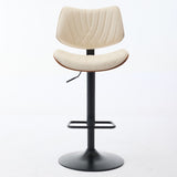 Walnut Bentwood Bar Stools Mid Century Modern Adjustable Counter Height Black Leather Upholstered W1143P173515