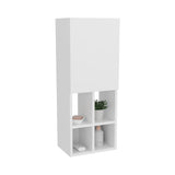 White Wall-Mounted Bathroom Cabinet with Door and 4 Open Shelves B062P323177