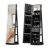 Jewelry Cabinet Armoire with Full Length 360&deg Rotating, Lockable Storage Cabinet, Interior W3406P340421