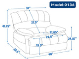Large Manual Recliner Chair in Fabric for Living Room, Beige 56614352