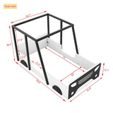 ZNTS Twin Size Car-shaped Bed with Roof,Wooden Twin Floor Bed with wheels and door Design,Montessori 07290986