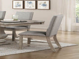 Set of 2 Side Chairs Upholstered Backrest Seat Nailhead Trim Brown Gray Finish Dining Furniture B011P239562