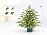 2 FT Rotating Pre-Lit Mini Christmas Tree with 8 Songs, Warm White LED Lights, PE Artificial Spruce 20392552