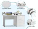 110*50*95cm Particleboard Paste Triamine Desktop Storage Layer Three Drawers Computer Desk White 37862423