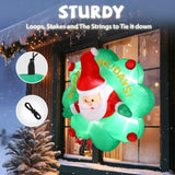 4 FT Lighted Christmas Santa with Wreath Broke Out from Window, Large Blow Up Hanging 03080234