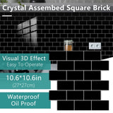 48 Pcs Black Design Glossy Peel And Stick Wall Tile, Transfer Self Adhesive Waterproof And Easy To 68751613