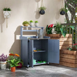 Potting Bench with Storage Cabinet-Gray 62222509