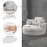 Welike Swivel Accent Barrel Modern Sofa Lounge Club Big Round Chair with Storage Ottoman W83469808