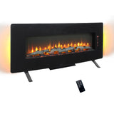 48 inch Curved Front Wall Mounted Electric Fireplace with remote and multi color flame & emberbed W1769P199008