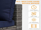 7-Piece Outdoor Patio Furniture Set, All-Weather Wicker Rattan Sectional Sofa With Thick Cushions & 02176082