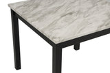 5pc Counter Height Dining Set Square White Faux Marble Table Blue Velvet Upholstered Tufted Nail B011P243219