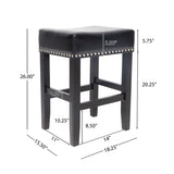26" Backless Leather Counter Stools, 2-Pcs Set, Black 74493.00