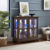 LED Curio Display Cabinet,Antique Display Cabinet with Adjustable Shelves,Retro Design Quality W2275P231694