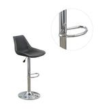 Dining Kitchen Adjustable Bar stool Chair Ebony Color Wax Polyurethane Leather Chrome Base Modern B011P151354