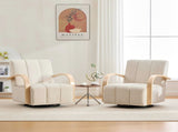 30.7"W Modern Upholstered 360&deg Swivel Accent Chair with Solid Wood Armrests and Comfy Channel W3118P339624