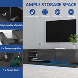 TV Console with Storage Cabinets, Full RGB Color 31 Modes Changing Lights Remote RGB LED TV Stand, W1701105064
