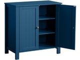 Navy Blue Painted MDF Bathroom Tall Cabinet with Vertical Ribbing, Double Doors, 23.6*11.8*31.5in 90175278