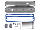 Polished Short Finned Center Bolt Valve Covers w/ Gasket Fit for SBC 1987-1997 Small Block Chevy 70073957