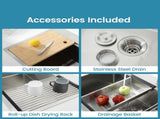 Stainless Steel Kitchen Sink, 30x22 Single Bowl, Overmount Handmade Sink in Brushed, with Cutting 83895540