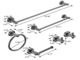Bathroom Hardware Set, Thicken Space Aluminum 6 PCS Towel bar Set- Gun Grey 24 Inches Wall Mounted 28366551