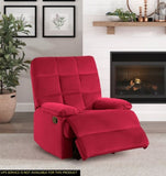 ZNTS Reclining Chair Red Velvet Upholstery Square Tufted Back Pillowtop Arms Solid Wood Furniture Modern B011P182496
