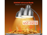Food Heat Lamp, 500W Electric Commercial Food Warmer Light, 2-Head Stainless Steel French Fry T3342P591613