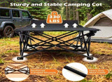 Black Foldable Heavy Duty Camping Cot 330LBS, Portable Outdoor Sleeping Bed with Cushion & Carry 22503143