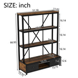 3-Shelf Metal with Drawers for Home Office, Open, Vintage Industrial Style W1580P251089