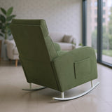 Chenille Upholstered Rocking Chair with Metal Legs and Side Storage Pocket Modern Comfort & 42228011