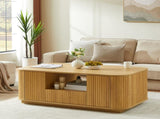 46.5"modern luxury oval coffee table with drawers and storage compartments, curved contour design, W1162P339120