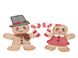 Set of 2 Lighted Gingerbread Man and Candy Cane Christmas Decorations, Pre-lit 2D Holiday Decor with 30550449