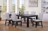 2pc Black Finish Side Chair Gray Fabric Full Back Upholstery Contemporary Transitional Style Dining B011P162544
