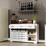 53" Farmhouse Sideboard Buffet Storage Cabinet with 3 Drawers, 2 Sliding Barn Doors, 2 Adjustable W1120P217802