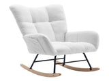 Teddy Fabric Wingback Glider Rocker with Side Storage Pocket, Soft Comfy Nursing Rocking Chair, 74089251