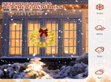 24in Pre-lit Iridescent Outdoor Christmas Wreath Decoration, Lighted Metal Wreath with Red Bow, Warm 08285915