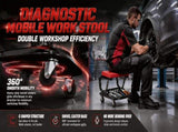 Heavy Duty CFrame Rolling Mechanic Stool, Garage Shop Seat with Divided Tool Storage Tray, Padded 18083838