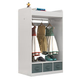 Kids Costume Organizer Costume RackKids ArmoireOpen Hanging Armoire Closet with Mirror-WHITE 27145262