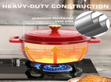 Cast iron 5QT cooking pot - Gradient red - Includes two silicone gloves - Enamel pot 72490556