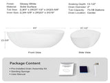 63" Freestanding Solid Surface Bathtub, Luxury Engineered Stone Resin Freestanding Soaking Bathtub T5287P510107